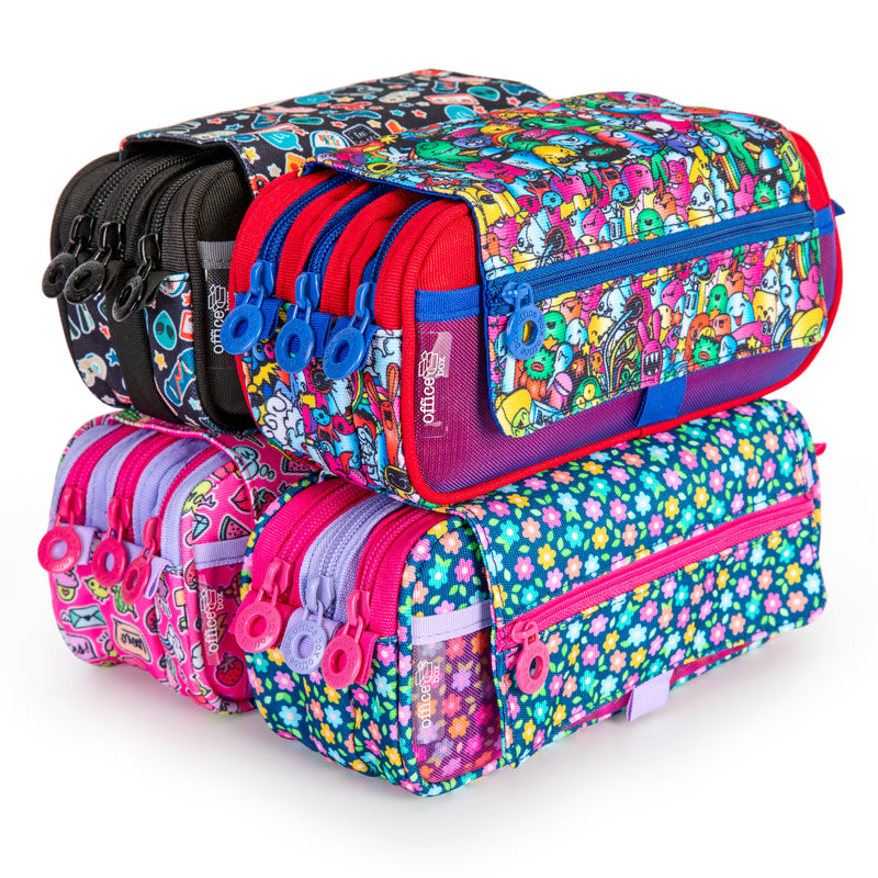 Estuche Portatodo Triple de Tres Cremalleras para Material Escolar o Neceser. Boys T2