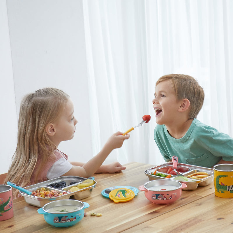 Cuitisan Baby - Recipiente Bowl Infantil en Acero Inoxidable con Tapa. Apto Microondas, 0.4L