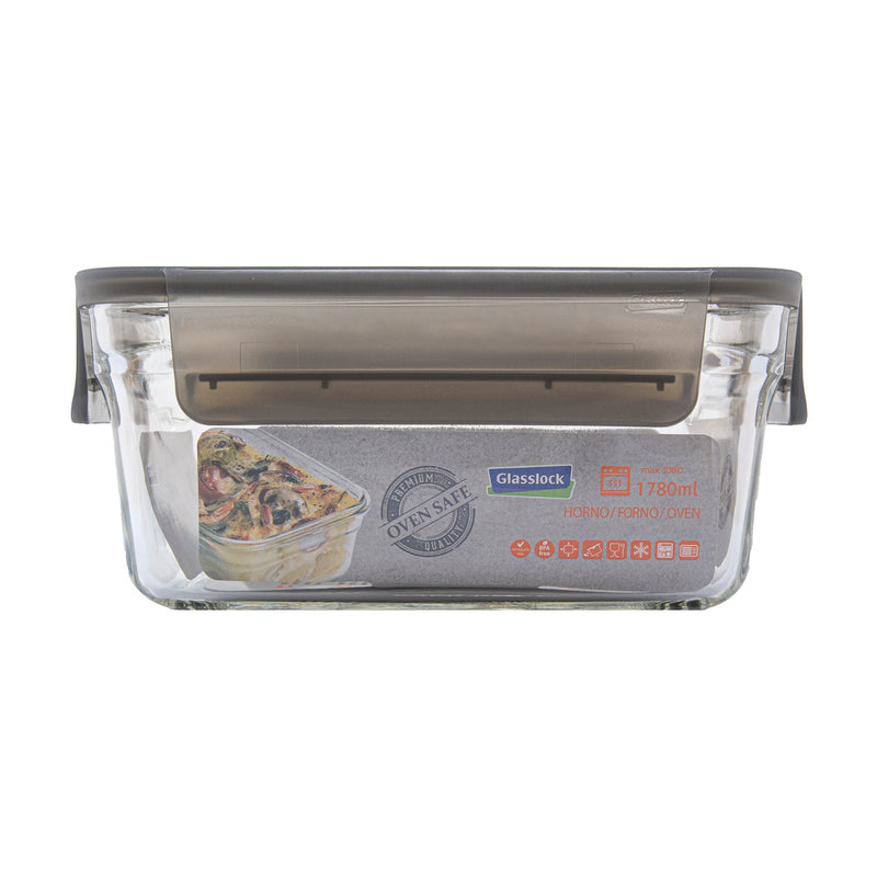 Productos Glasslock Oven Smart - Recipiente Rectangular en Vidrio Templado, Apto Horno, 1780 ml