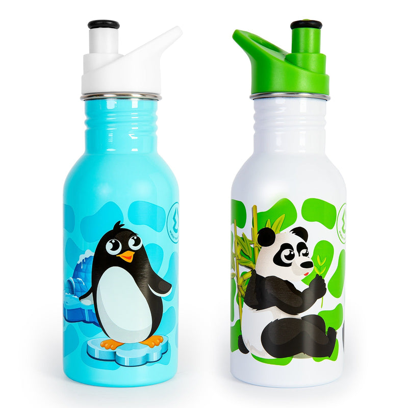 Water Revolution - Botella Infantil de Acero Inoxidable 500 ml. Sport Kids Penguin