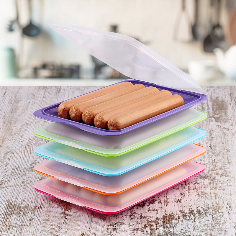TATAY - Lote de 6 Recipientes Porta Embutidos con Sistema FRESH, Burdeos