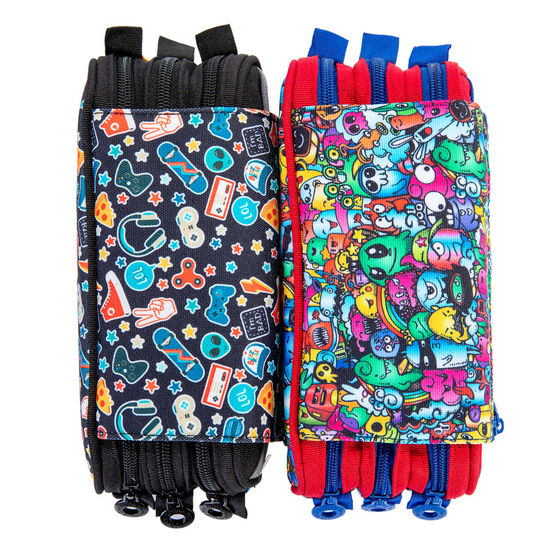Estuche Portatodo Triple de Tres Cremalleras para Material Escolar o Neceser. Boys T2