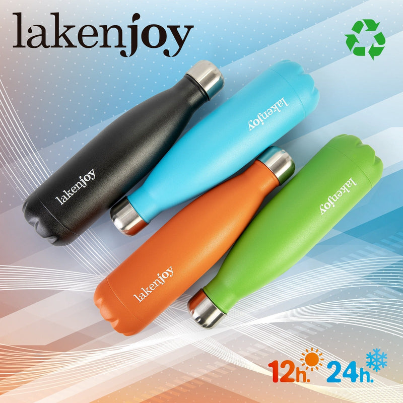 LAKEN Joy - Botella Térmica de 0.5L en Acero Inoxidable con Estuche de Cartón. Naranja