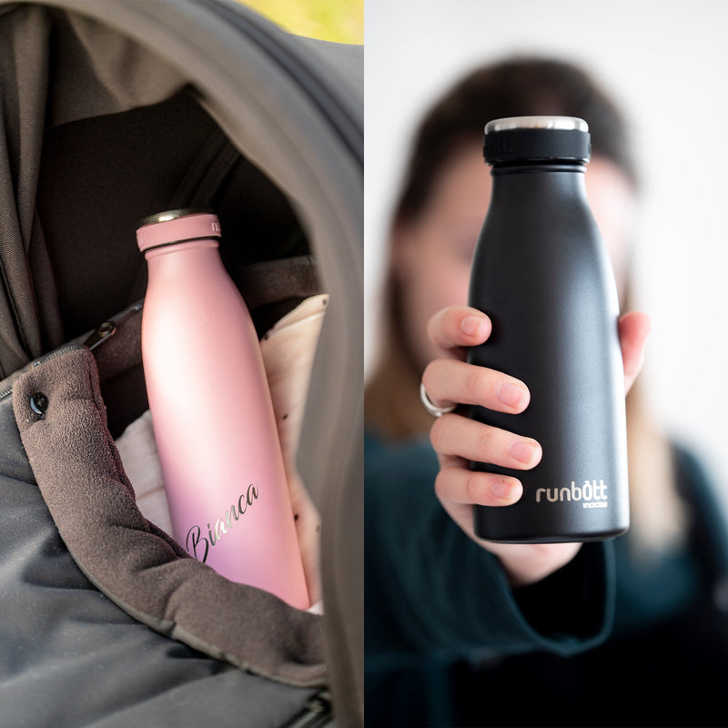 Runbott City - Botella Térmica de 0.5L en Acero Inoxidable 316 y Silicona. Rosa