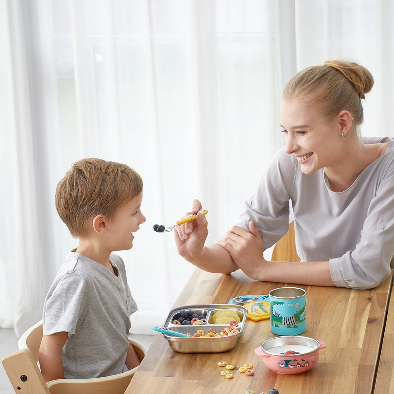 Cuitisan Baby - Recipiente Bowl Infantil en Acero Inoxidable con Tapa. Apto Microondas, 0.4L