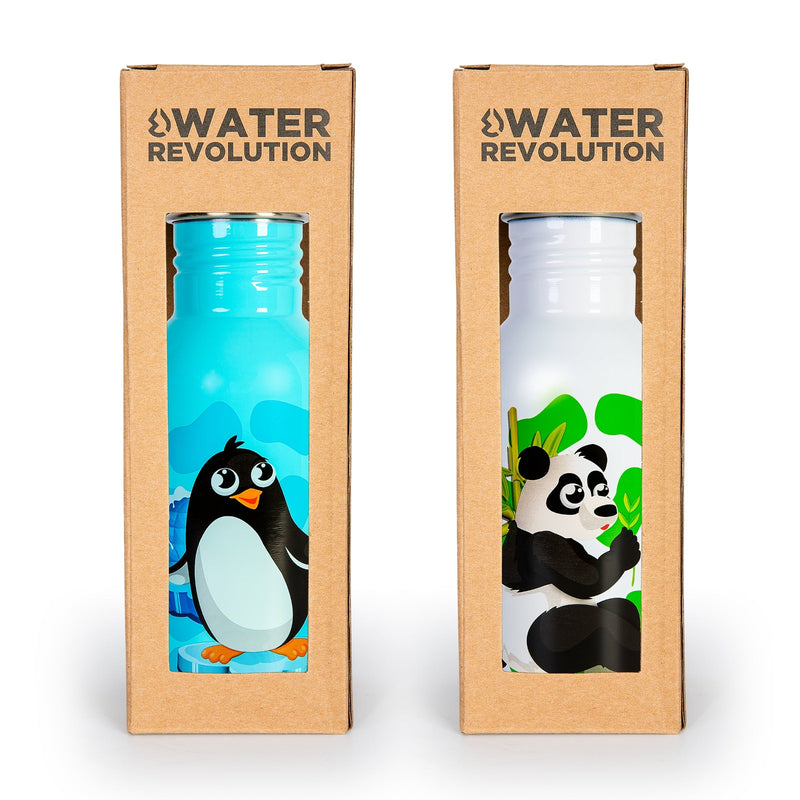 Water Revolution - Botella Infantil de Acero Inoxidable 500 ml. Sport Kids Penguin