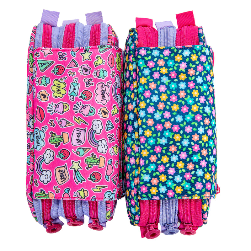 Estuche Portatodo Triple de Tres Cremalleras para Material Escolar o Neceser. Boys T2