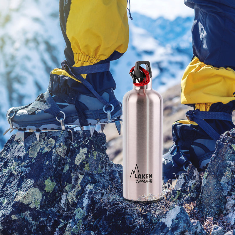 LAKEN Futura - Botella Térmica de Boca Estrecha 0.35L en Acero Inoxidable. Negro