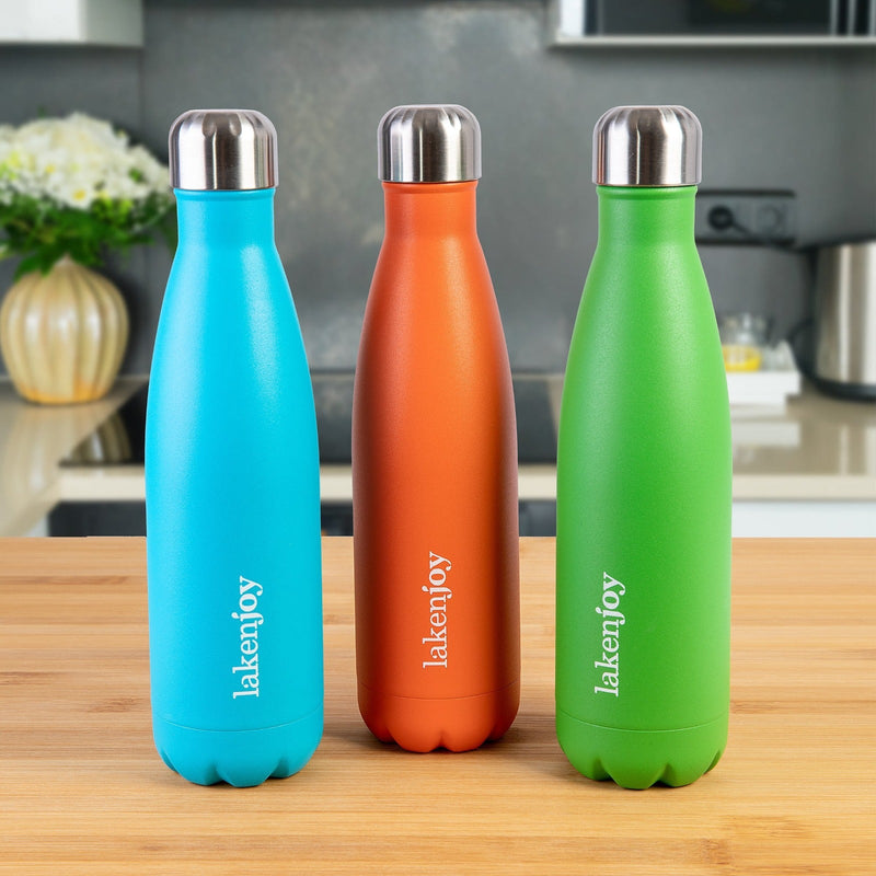 LAKEN Joy - Botella Térmica de 0.5L en Acero Inoxidable con Estuche de Cartón. Azul