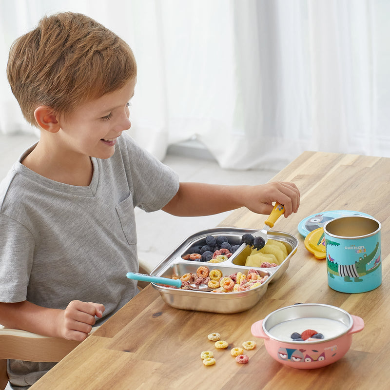 Cuitisan Baby - Set de Cubiertos Infantiles en Acero Inoxidable. Color Azul