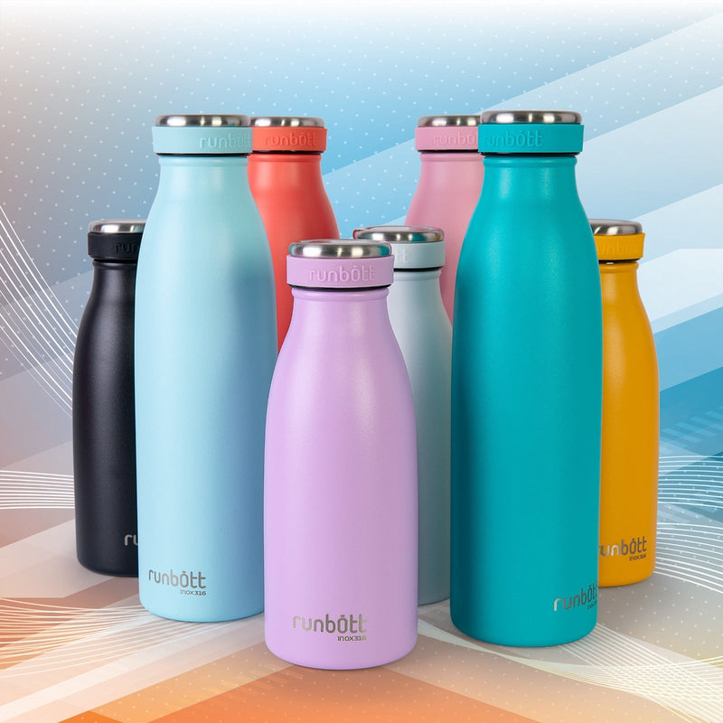 Botella Térmica RunBott City 350 ml. Doble Capa de Acero Inoxidable 316. Cero Plásticos, Amarillo