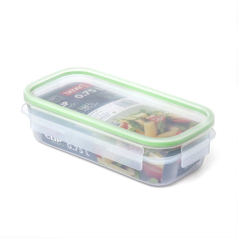 Taper Tatay Clip Safe 0.75L Rectangular, Transparente Verde