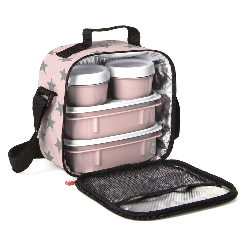 TATAY Urban Food Casual - Juego de 2 Bolsas Térmicas Porta Alimentos con Recipientes. Stars Rosa