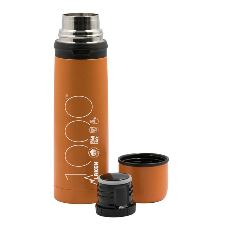 LAKEN - Termo para Líquidos 1L en Acero Inoxidable con Tapón Vaso. Naranja