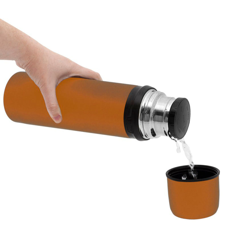LAKEN - Termo para Líquidos 0.75L en Acero Inoxidable con Tapón Vaso. Naranja