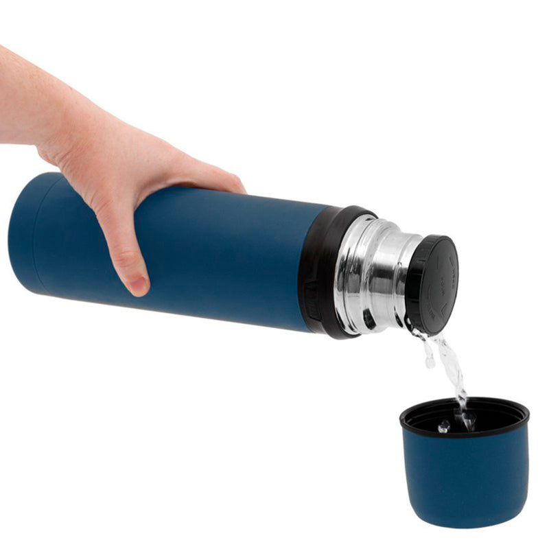 LAKEN - Termo para Líquidos 0.75L en Acero Inoxidable con Tapón Vaso. Azul