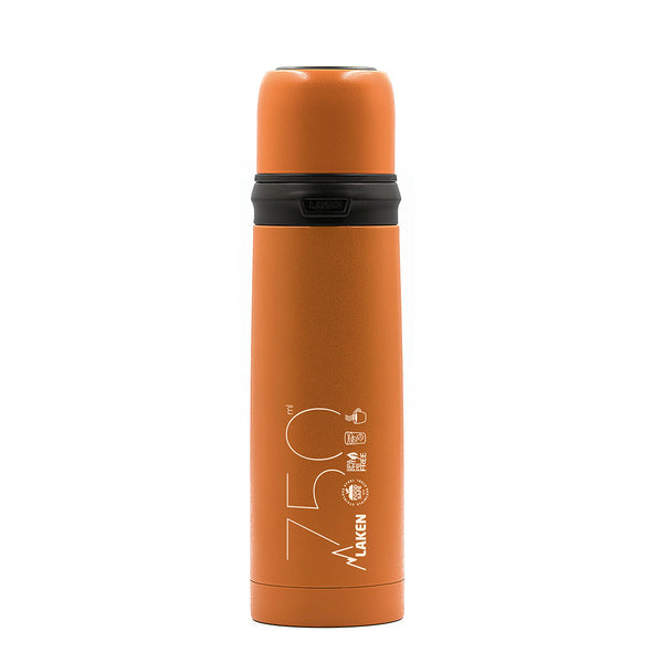 LAKEN - Termo para Líquidos 0.75L en Acero Inoxidable con Tapón Vaso. Naranja