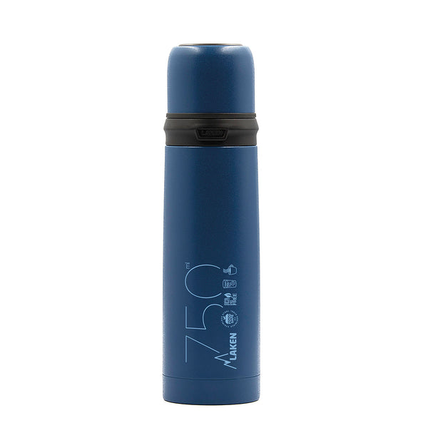 LAKEN - Termo para Líquidos 0.75L en Acero Inoxidable con Tapón Vaso. Azul