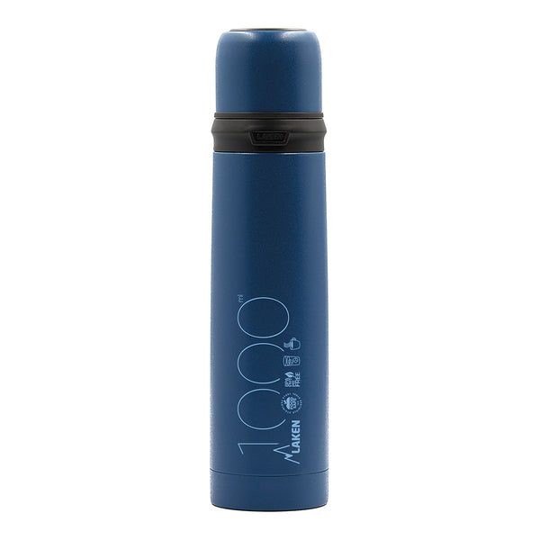 LAKEN - Termo para Líquidos en Acero Inoxidable 1L con Tapón Vaso. Azul