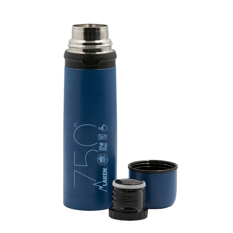 LAKEN - Termo para Líquidos 0.75L en Acero Inoxidable con Tapón Vaso. Azul