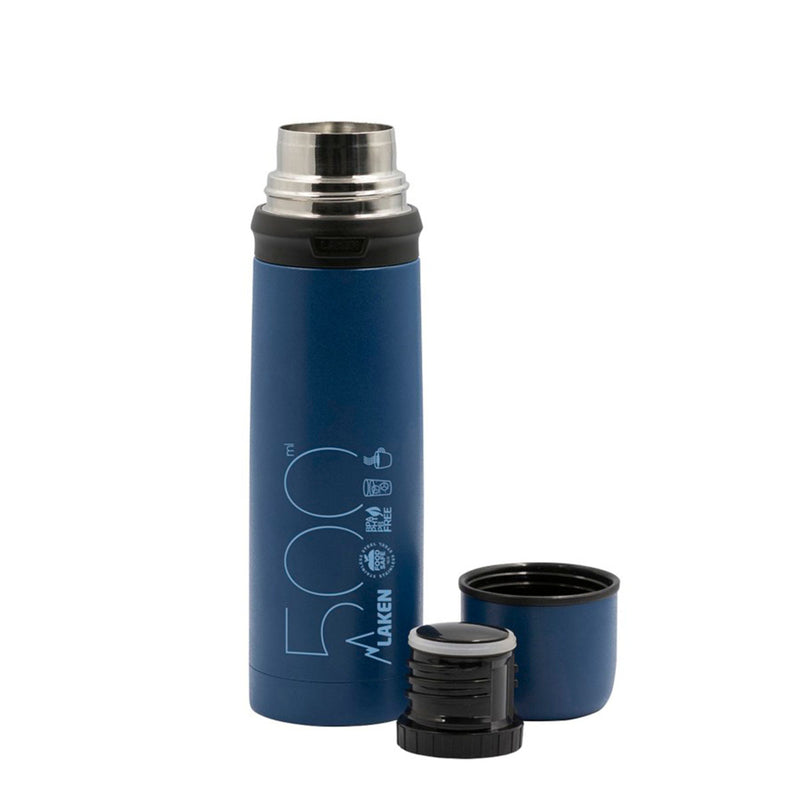 LAKEN - Termo para Líquidos 0.5L en Acero Inoxidable con Tapón Vaso. Azul