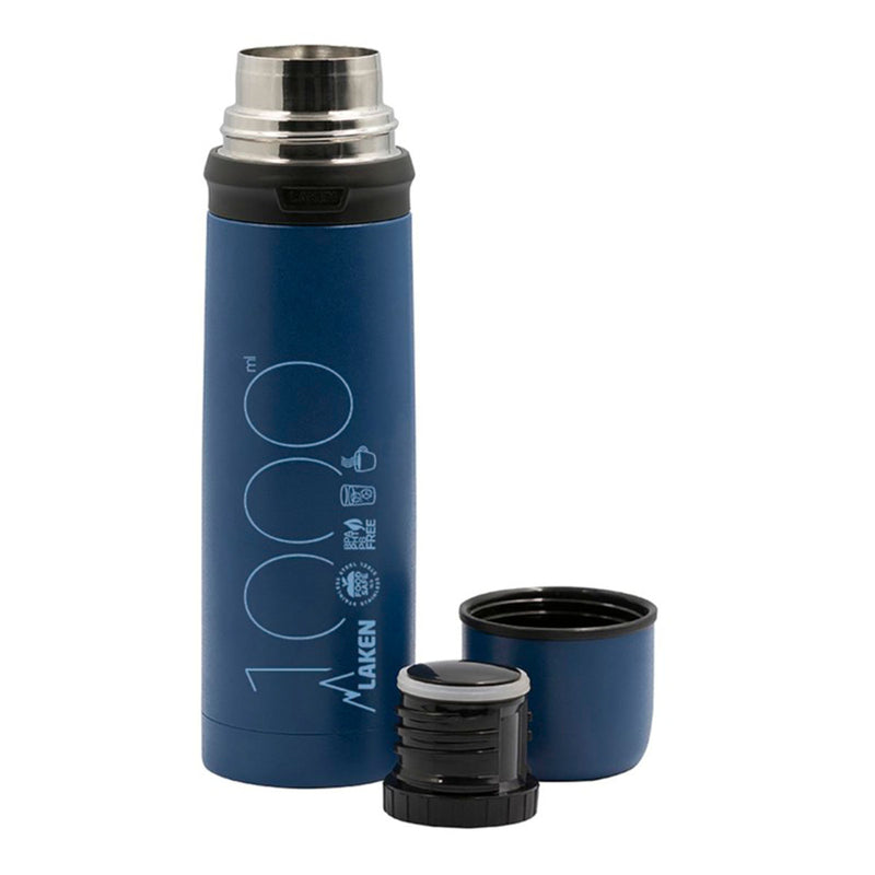 LAKEN - Termo para Líquidos en Acero Inoxidable 1L con Tapón Vaso. Azul