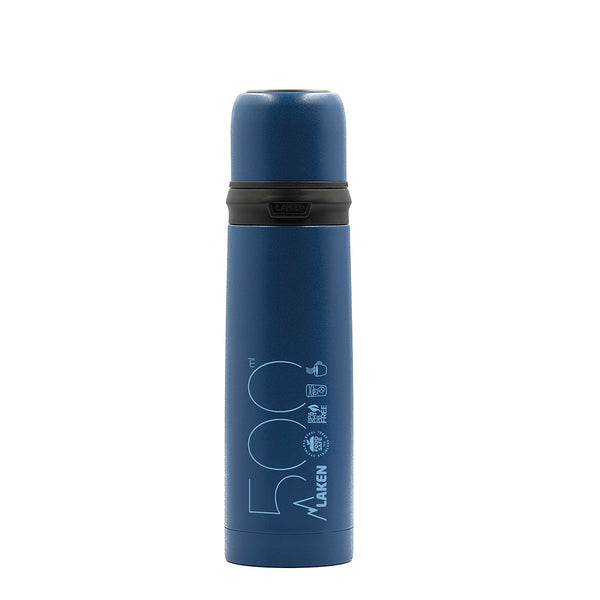 LAKEN - Termo para Líquidos 0.5L en Acero Inoxidable con Tapón Vaso. Azul