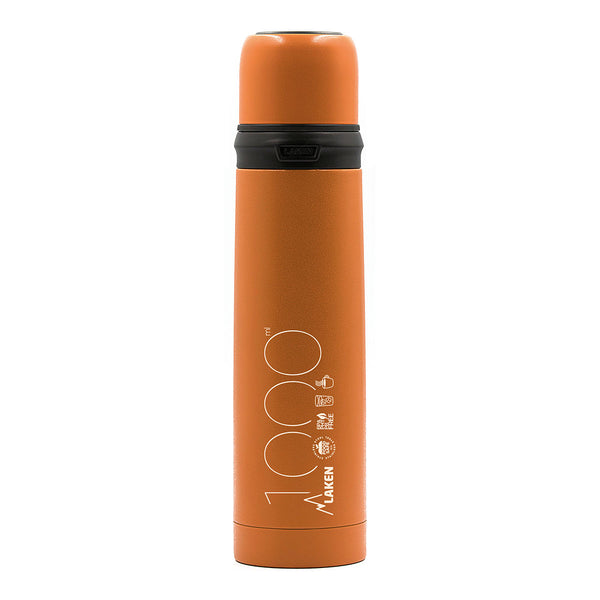 LAKEN - Termo para Líquidos 1L en Acero Inoxidable con Tapón Vaso. Naranja