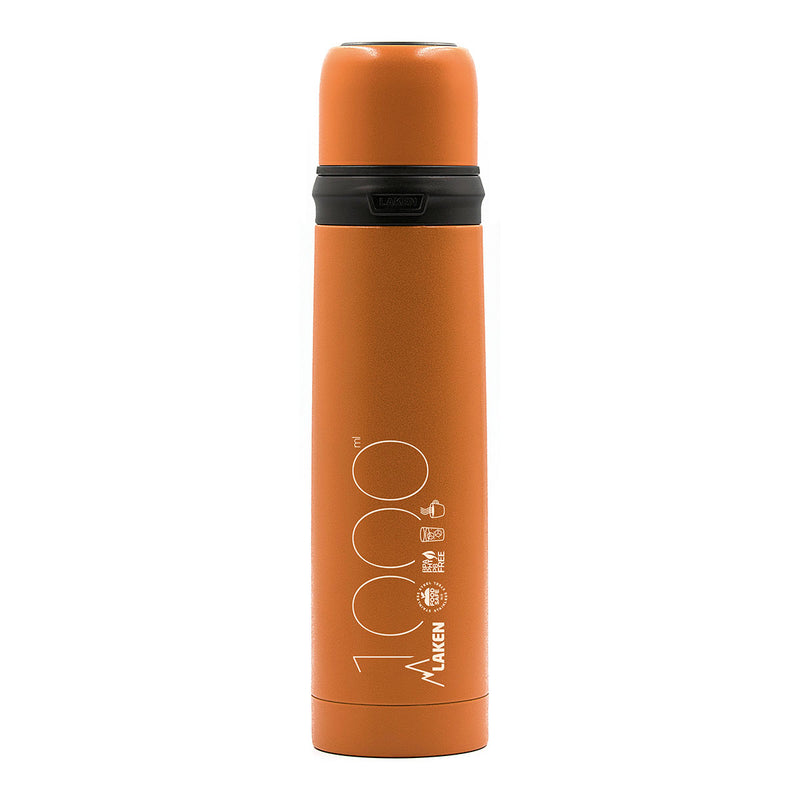 LAKEN - Termo para Líquidos 1L en Acero Inoxidable con Tapón Vaso. Naranja