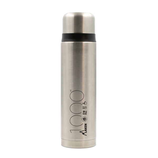 LAKEN - Termo para Líquidos 1L en Acero Inoxidable con Tapón Vaso. Plata