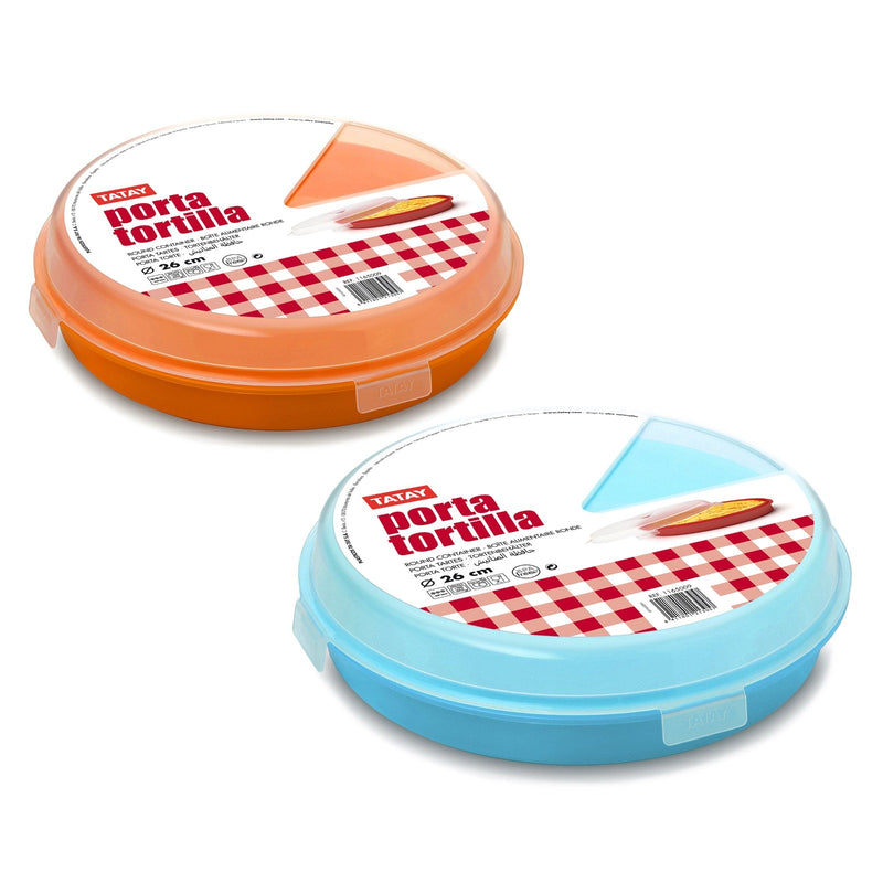 Tatay 1165070 - Lote de 2 Contenedores Redondos de 26 cm Porta Tortillas y Porta Tartas