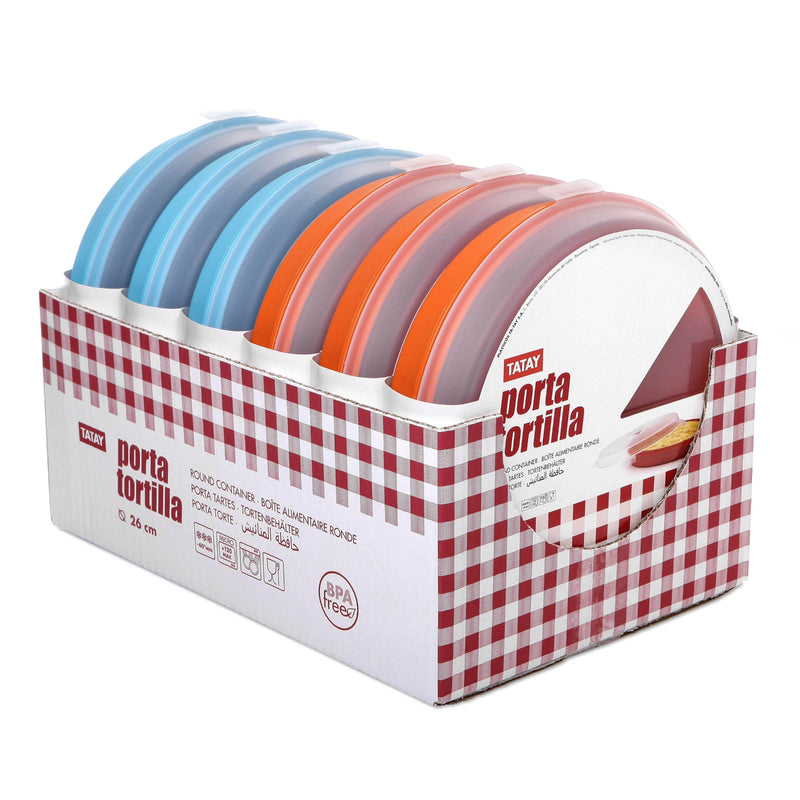 Tatay 1165009 - Contenedor Redondo de 26 cm Porta Tortillas y Porta Tartas Naranja