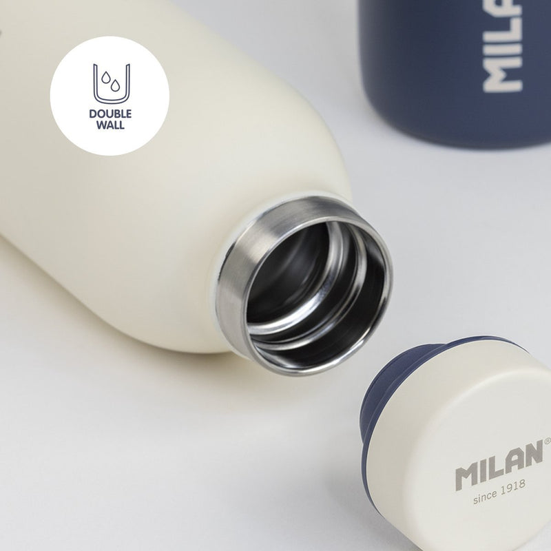 MILAN 1918  - Botella Térmica Reutilizable 0.6L en Acero Inoxidable. Azul