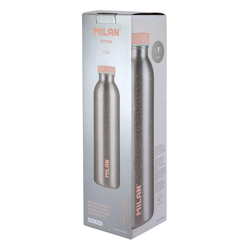 MILAN Silver - Botella Térmica Reutilizable 0.6L en Acero Inoxidable. Rosa