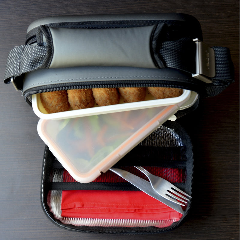 VALIRA Satin Mini - Bolsa Térmica Porta Alimentos Rígida con Acabado Satinado, Negro