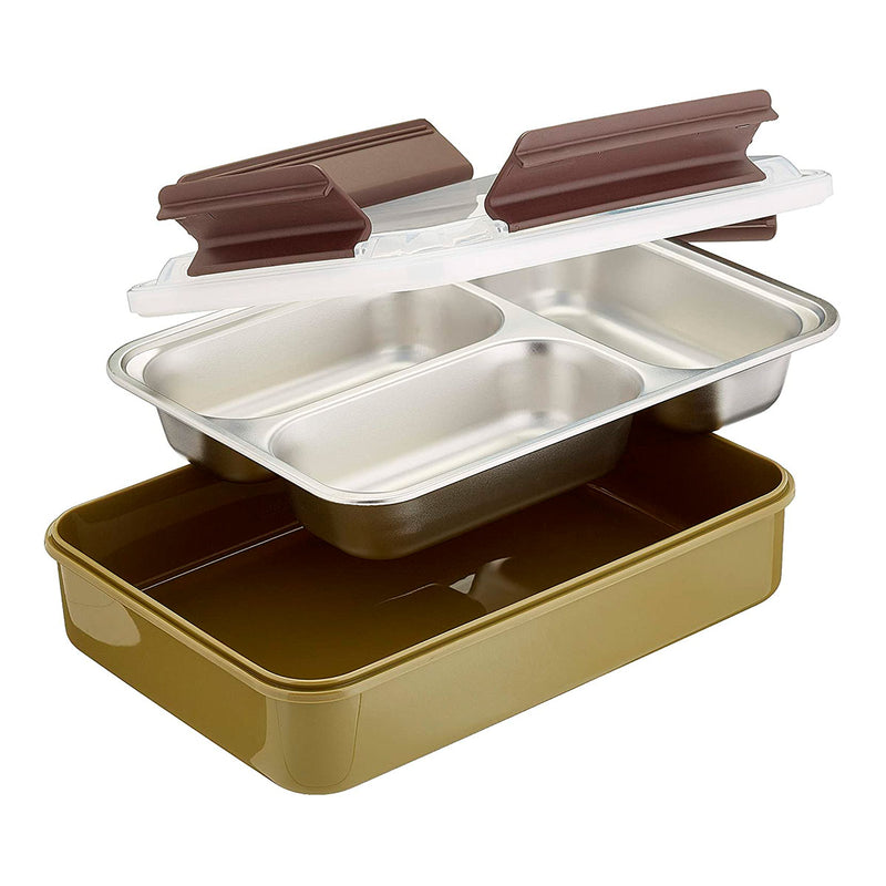 QUID GO XTREM - Recipiente Rectangular 3 Compartimentos en Acero Inoxidable