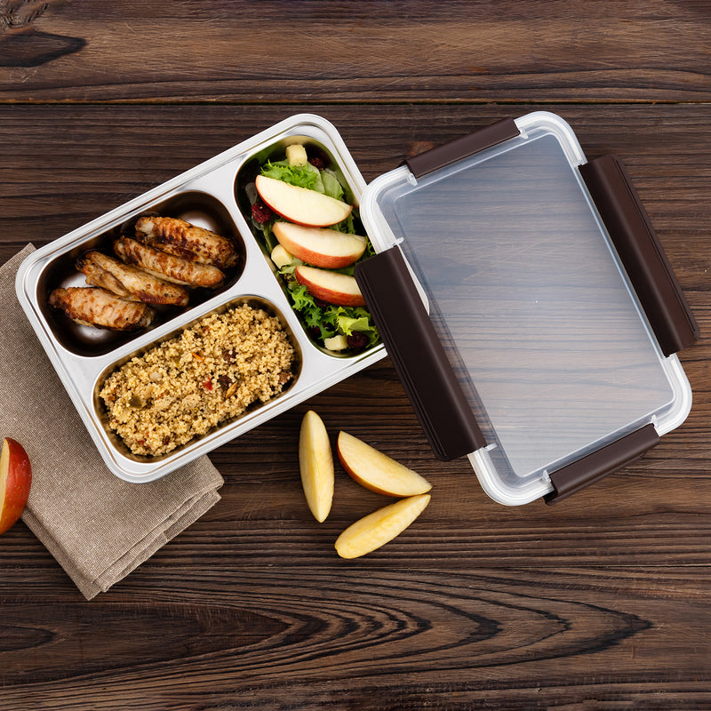 QUID GO XTREM - Recipiente Rectangular 3 Compartimentos en Acero Inoxidable