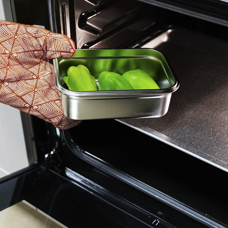 BIDASOA Mi Planeta - Recipiente Rectangular 1L Acero Inoxidable. Apto Horno