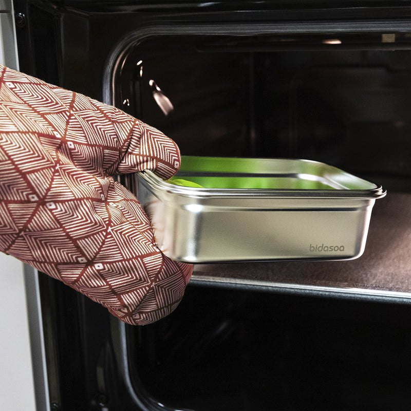 BIDASOA Mi Planeta - Recipiente Rectangular 1L Acero Inoxidable. Apto Horno