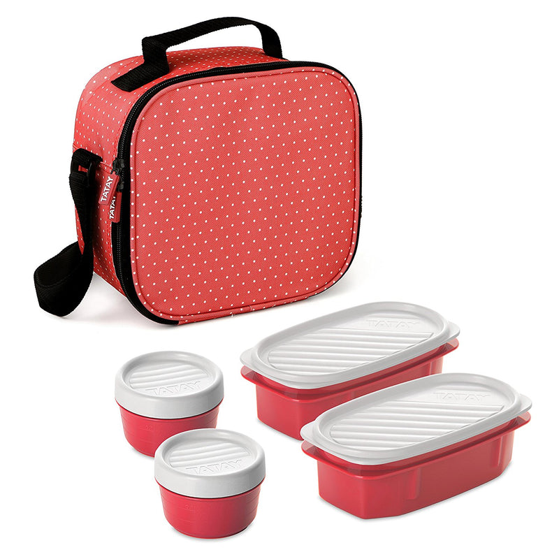 TATAY Urban Food Casual - Bolsa Térmica Porta Alimentos 3L con Recipientes, Dots Red