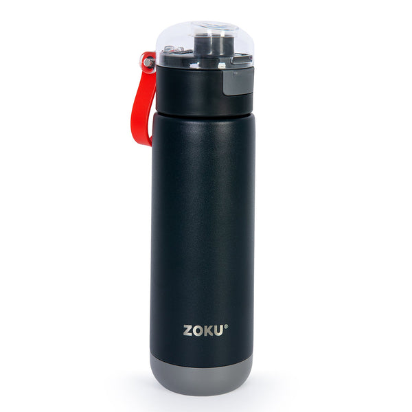 ZOKU Flip Top - Botella Térmica 0.5L en Acero Inoxidable con Doble Capa. Negro