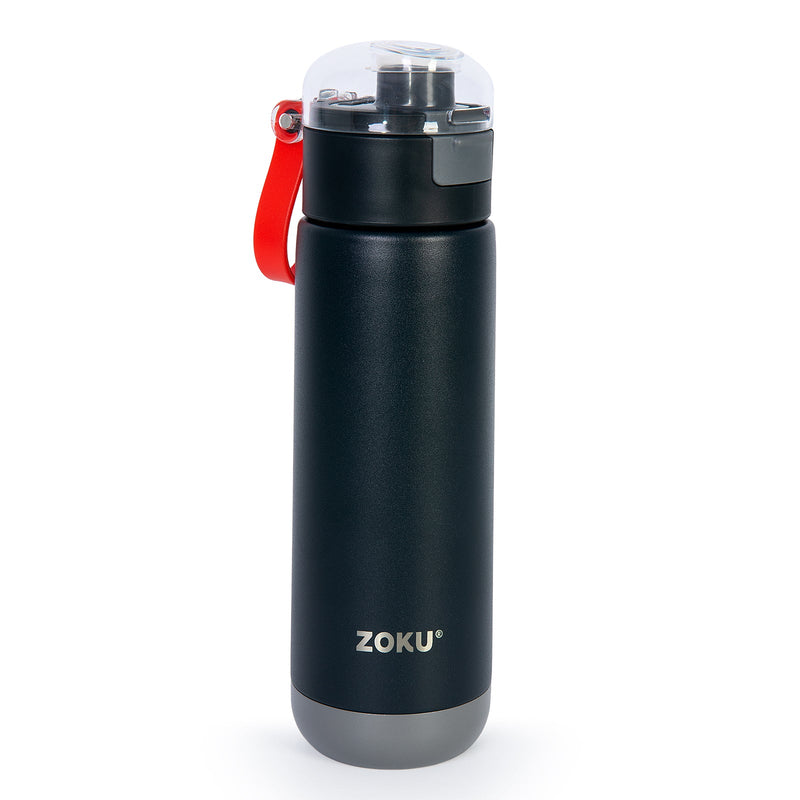 ZOKU Flip Top - Botella Térmica 0.5L en Acero Inoxidable con Doble Capa. Negro