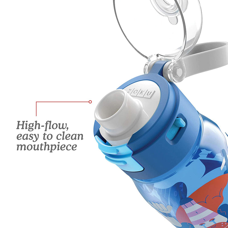 ZOKU Kids Flip Gulp - Botella de Infantil 0.45L en Tritán con Tapa. Azul