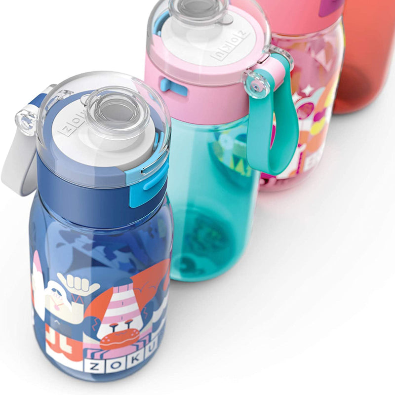 ZOKU Kids Flip Gulp - Botella de Infantil 0.45L en Tritán con Tapa. Rosa