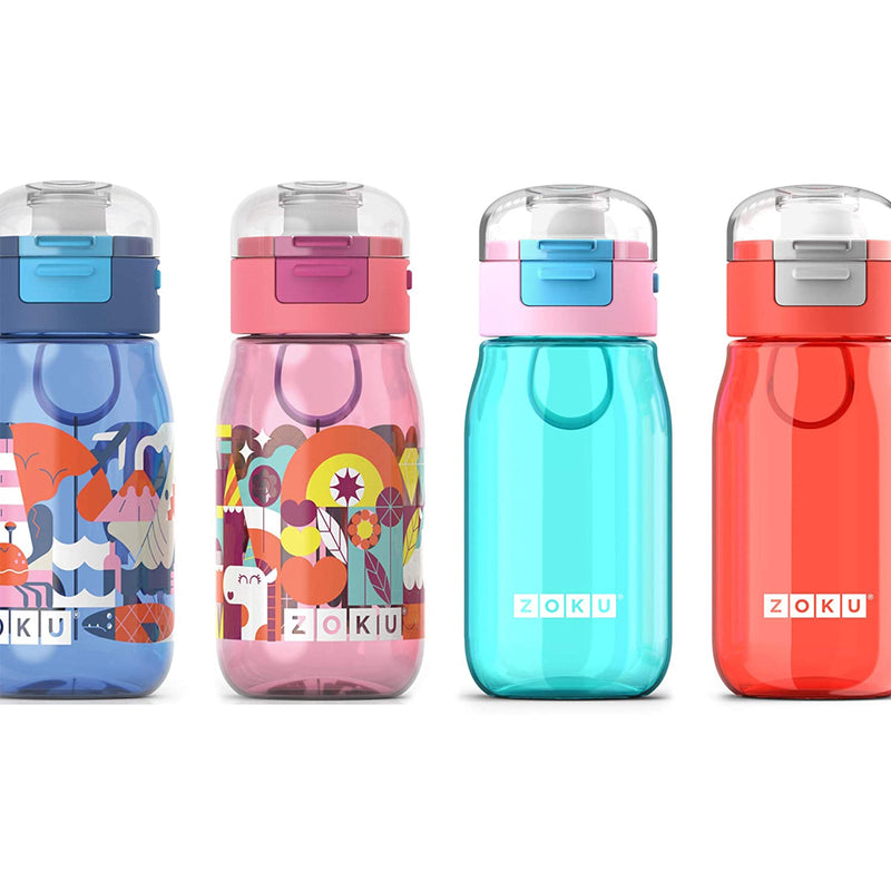 ZOKU Kids Flip Gulp - Botella de Infantil 0.45L en Tritán con Tapa. Azul