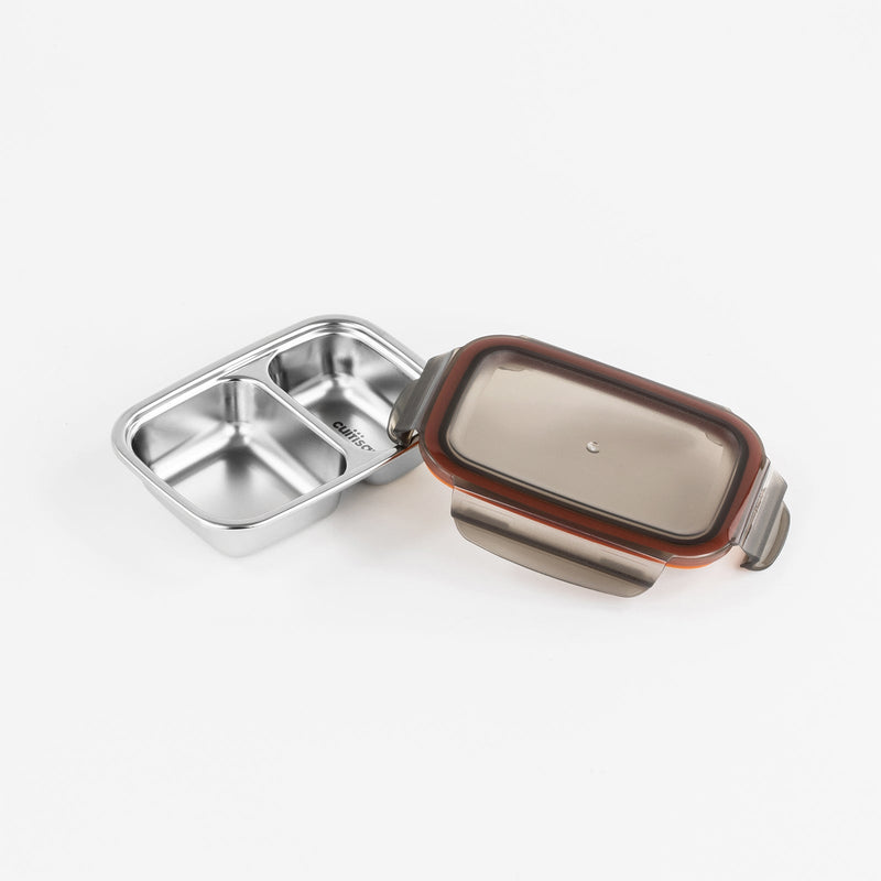 Cuitisan TO GO - Recipiente Rectangular Compartimentado 0.37L en Cromosteel. Apto Microondas