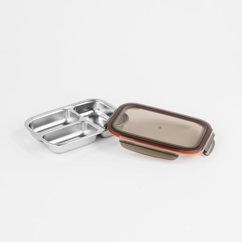 Cuitisan TO GO - Recipiente Rectangular Compartimentado 0.56L en Cromosteel. Apto Microondas