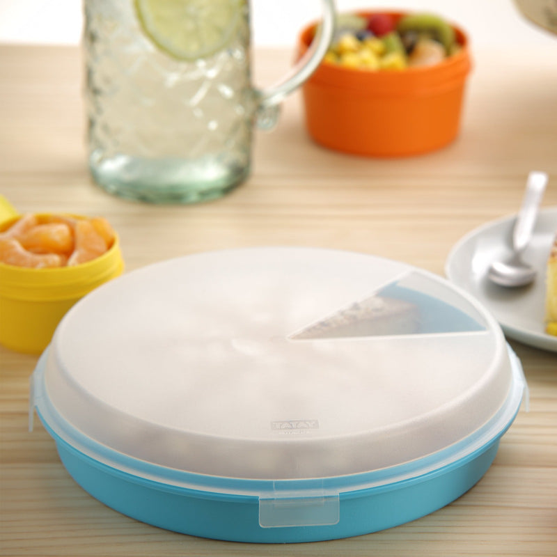 Tatay 1165109 - Contenedor Redondo de 26 cm Porta Tartas y Porta Tortillas Azul