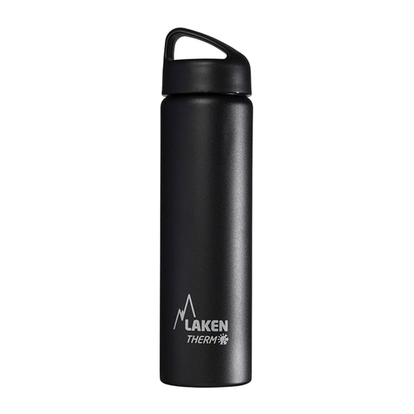 LAKEN Classic - Botella Térmica de Boca Ancha 0.75L en Acero Inoxidable. Negro