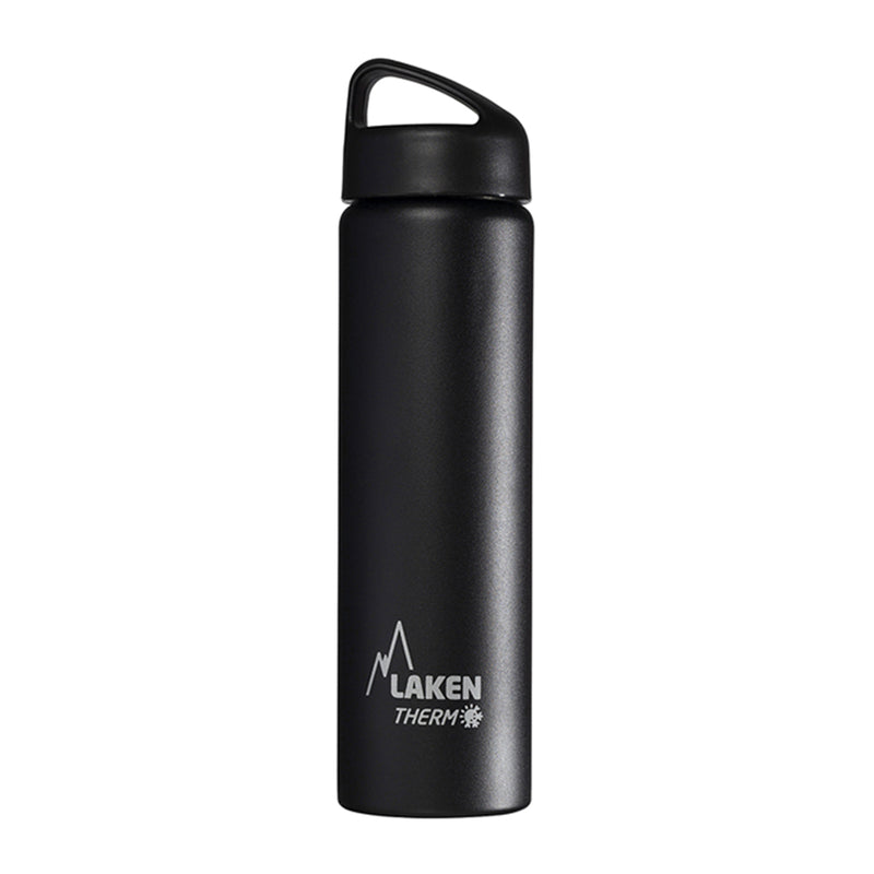 LAKEN Classic - Botella Térmica de Boca Ancha 0.75L en Acero Inoxidable. Negro
